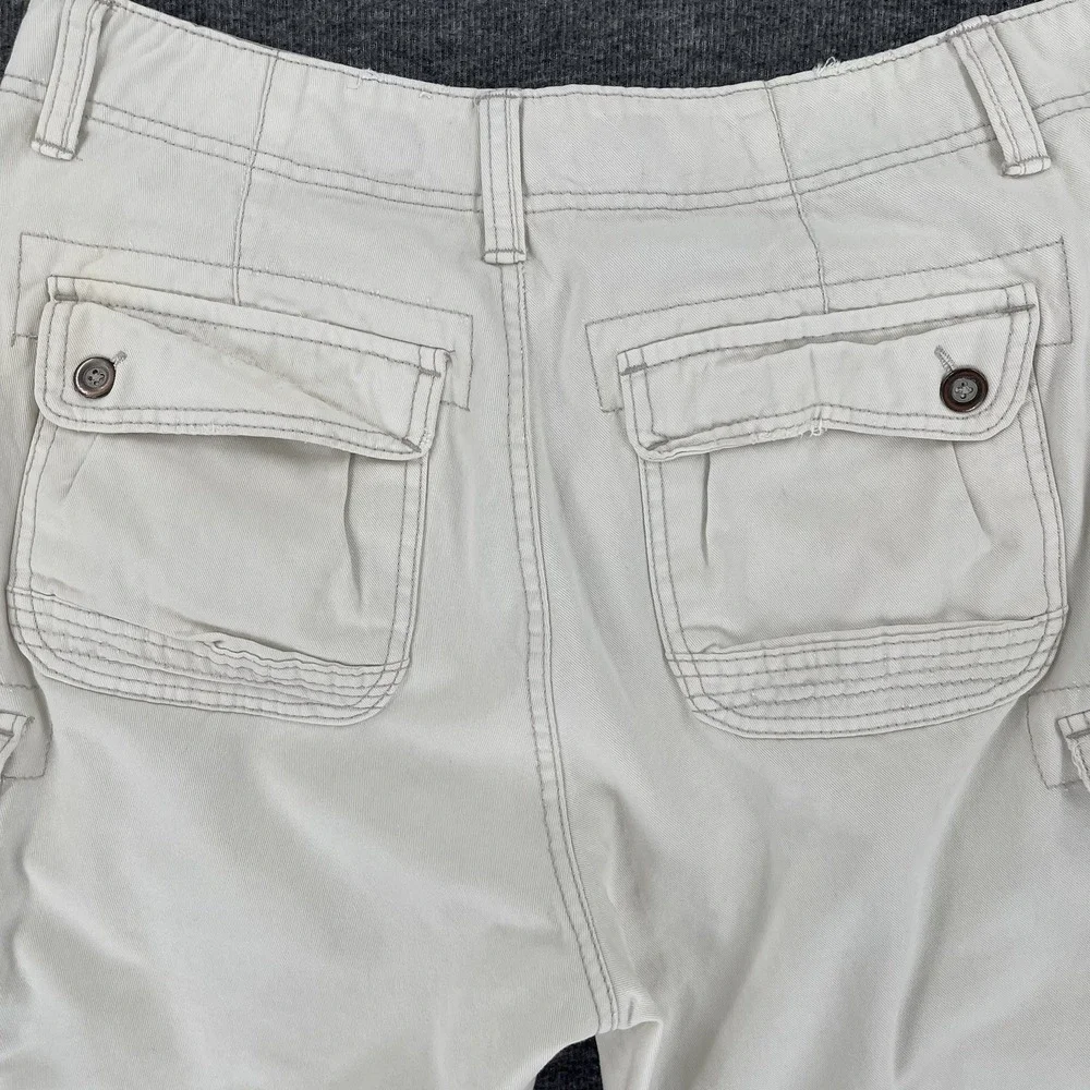 Plugg Cargo Shorts Mens 31 (Fits 32) White Khaki Utility Pocket Y2K Grunge Baggy